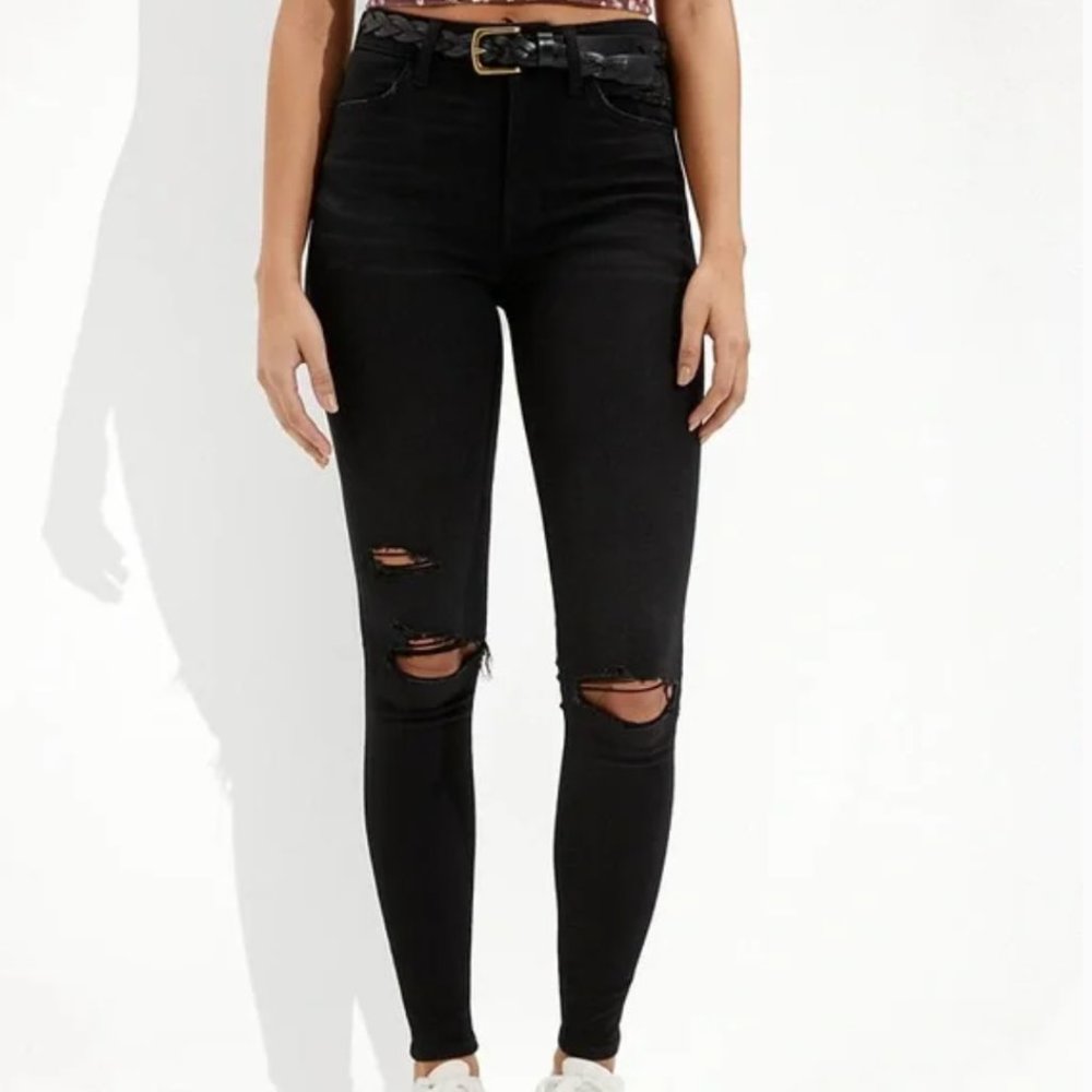 American Eagle Super High Rise Jegging in Black - Picture 1 of 8